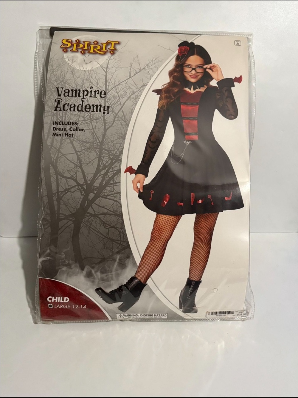 Spirit Vampire Academy Kids Costume - Black & Red Dress with Mini Hat